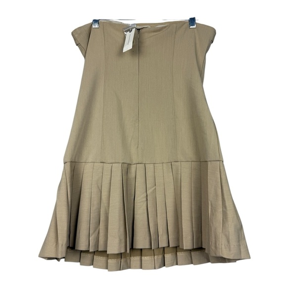 Anthropologie Maeve Flat White Khaki Trench Pleated Strapless Midi Dress - Picture 6 of 8